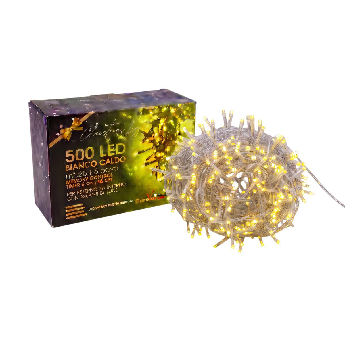 Luci di Natale esterno 500 LED bianco caldo giochi luce