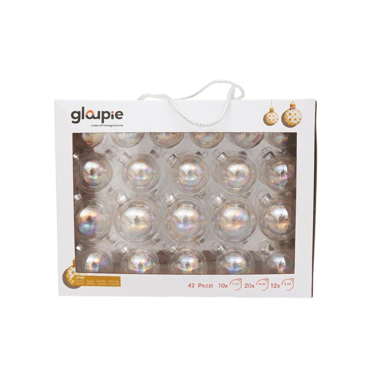 Pallina di Natale vetro trasparente soap misure assortite Set 42 pz