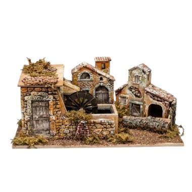 Mulino Euronatale acqua elettrico con case 40 x 19 x 20 cm