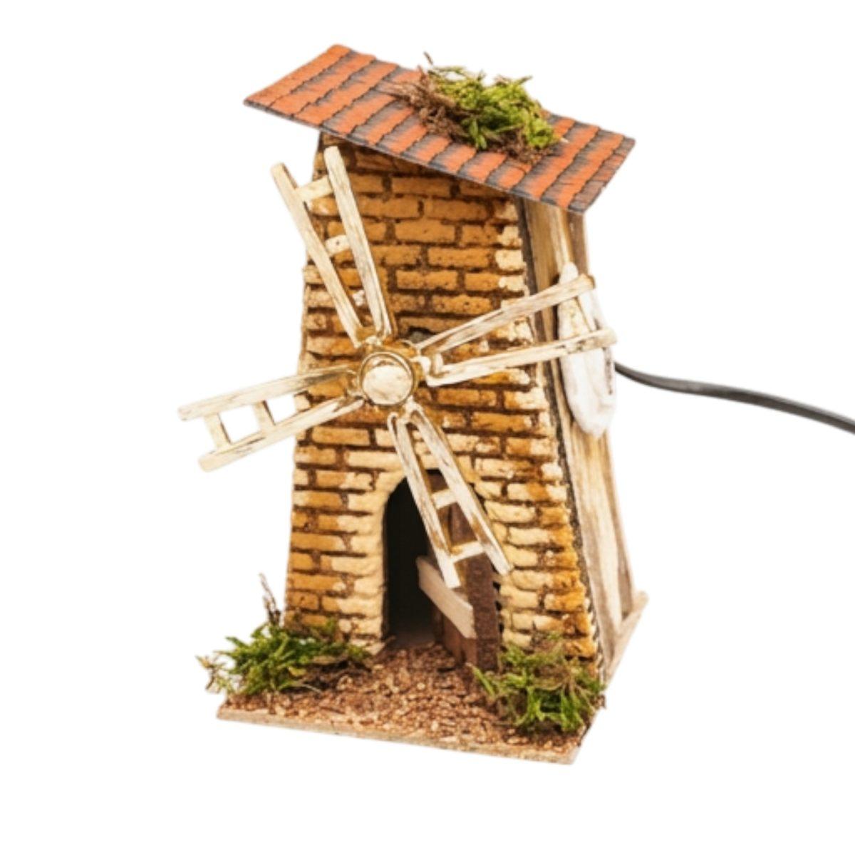 Mulino per Presepe a vento elettrico 12 x 12 x 22 cm