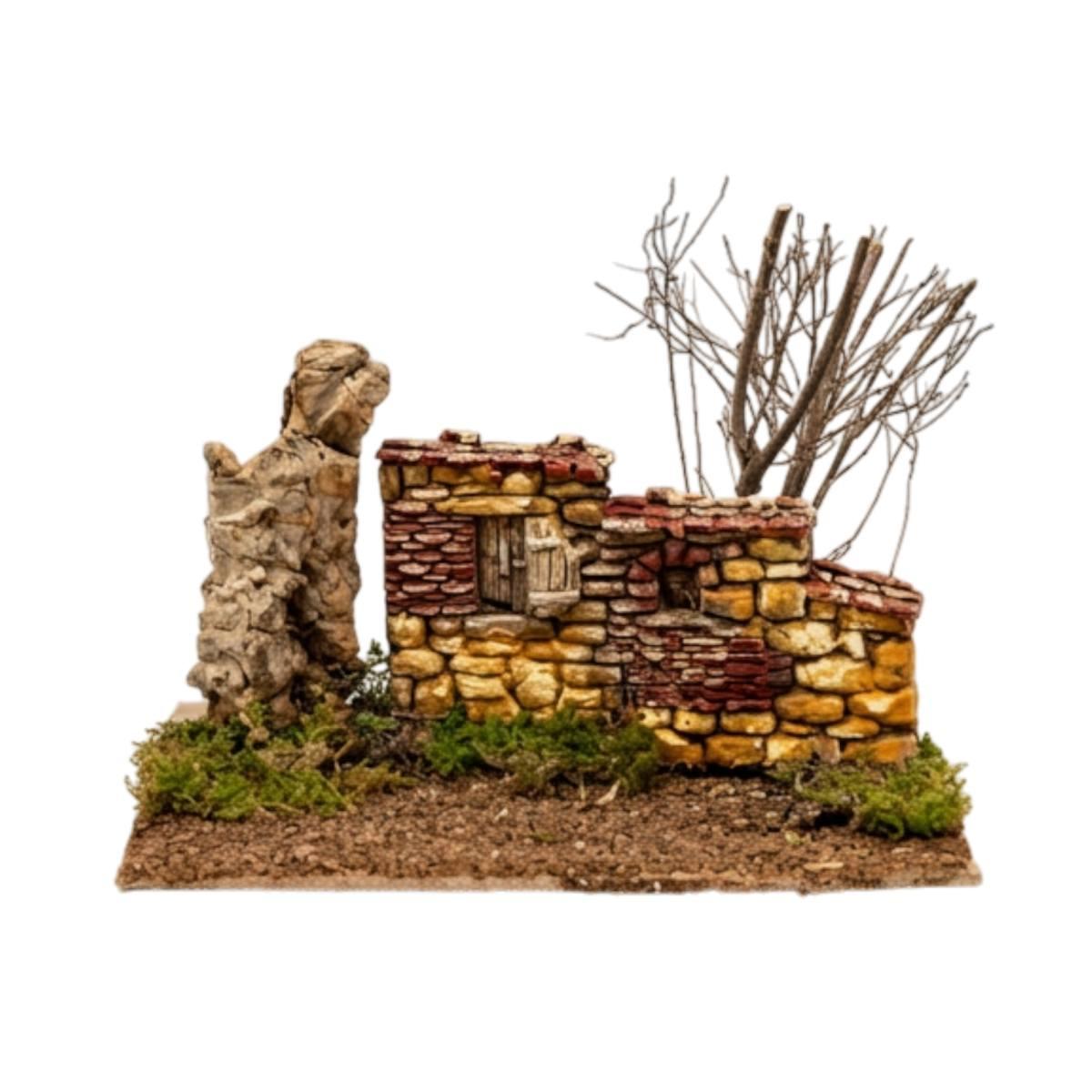 Ambientazione presepe con muretto sughero 20 x 17 x 18 cm