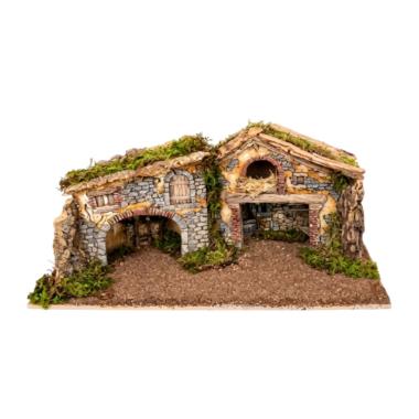 Capanna Euronatale legno con casolare 65 x 36 x 25 cm