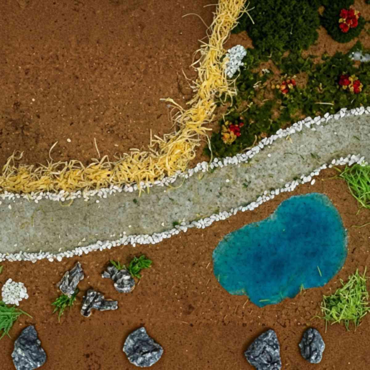 Carta Euronatale paesaggio con laghetto e strada 70 x 50 cm
