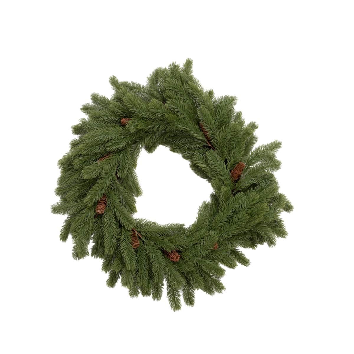Ghirlanda Ø 60 cm natalizia verde abetone real touch con pigne