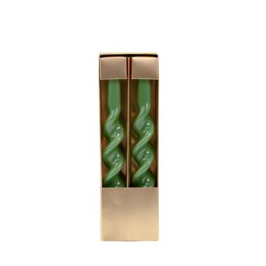 Candela 25 cm tortiglione verde Set 2 pz