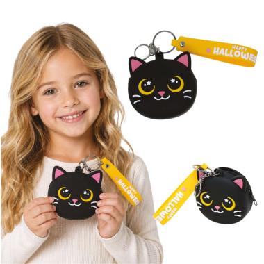 Portachiavi con portamonete gatto nero