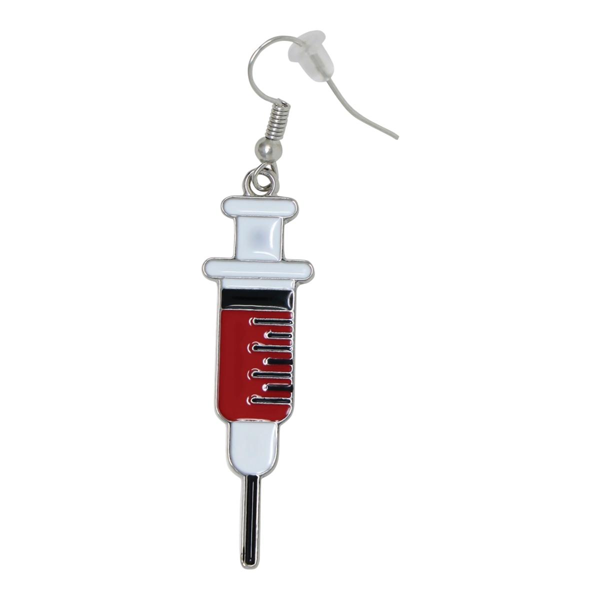 Orecchini siringhe con sangue