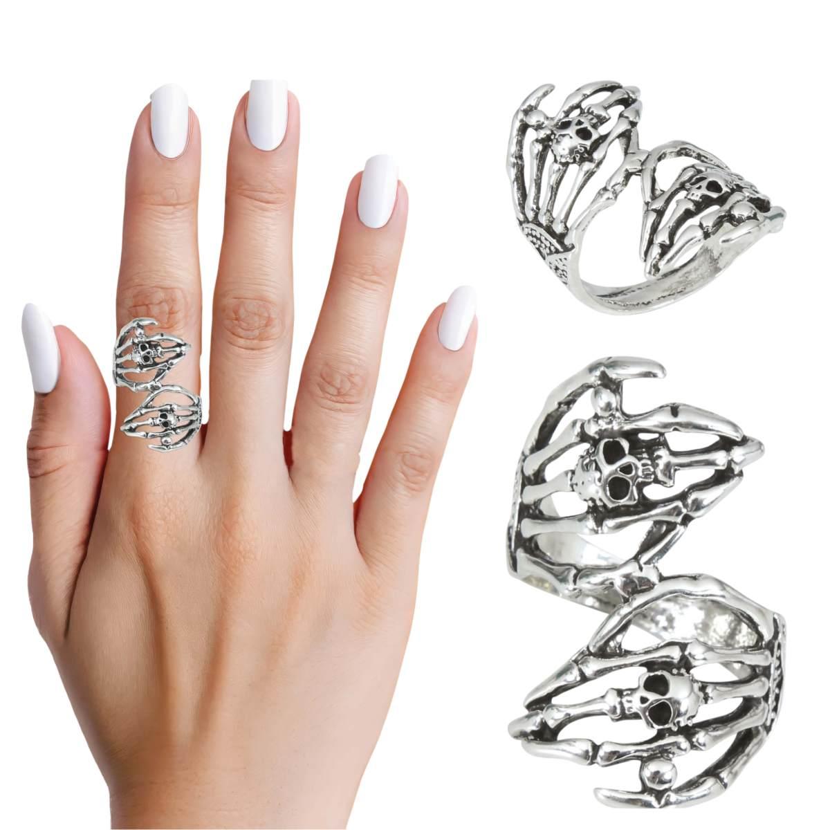 Anello scheletri metallo argento