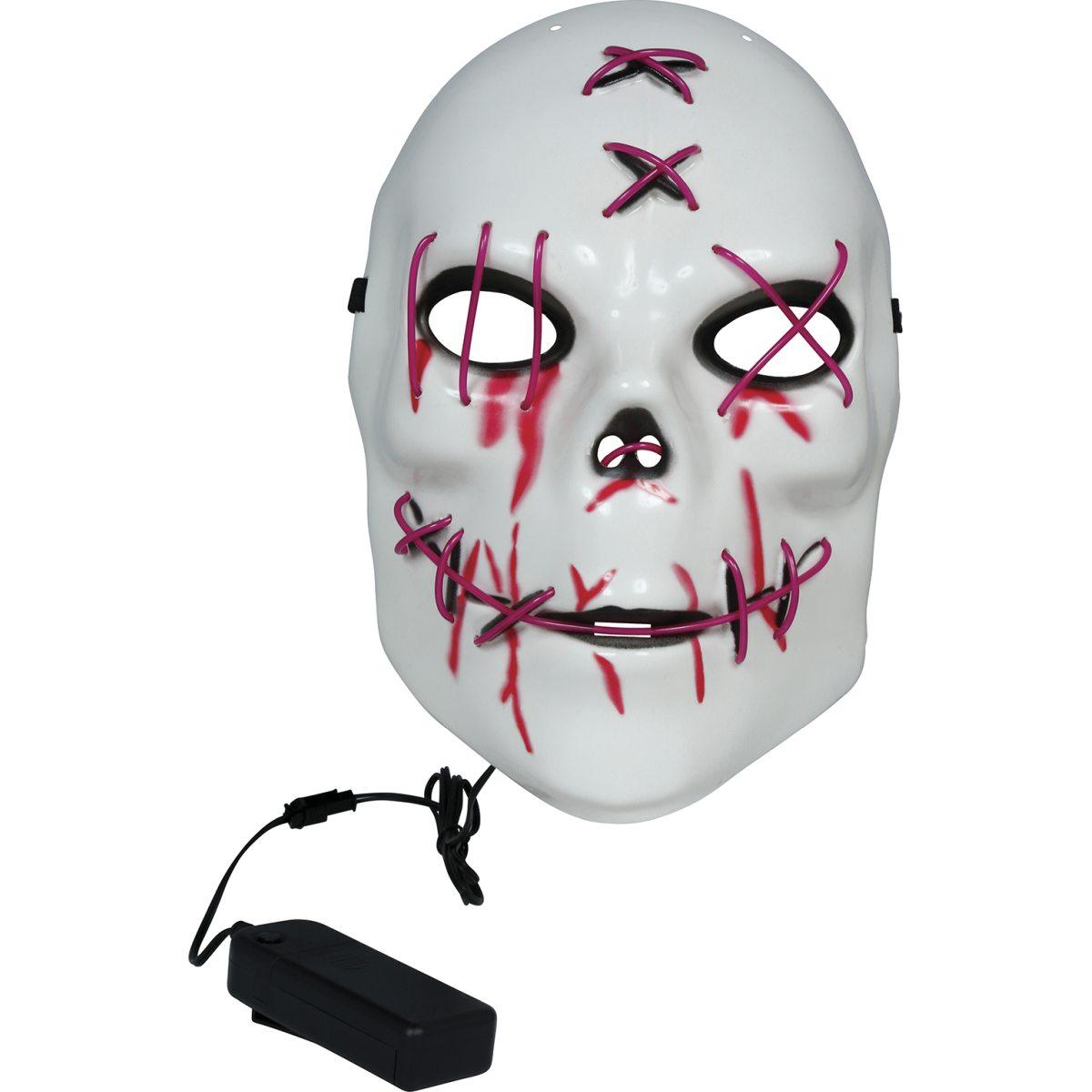 Maschera viso pvc horror bianca luce rossa