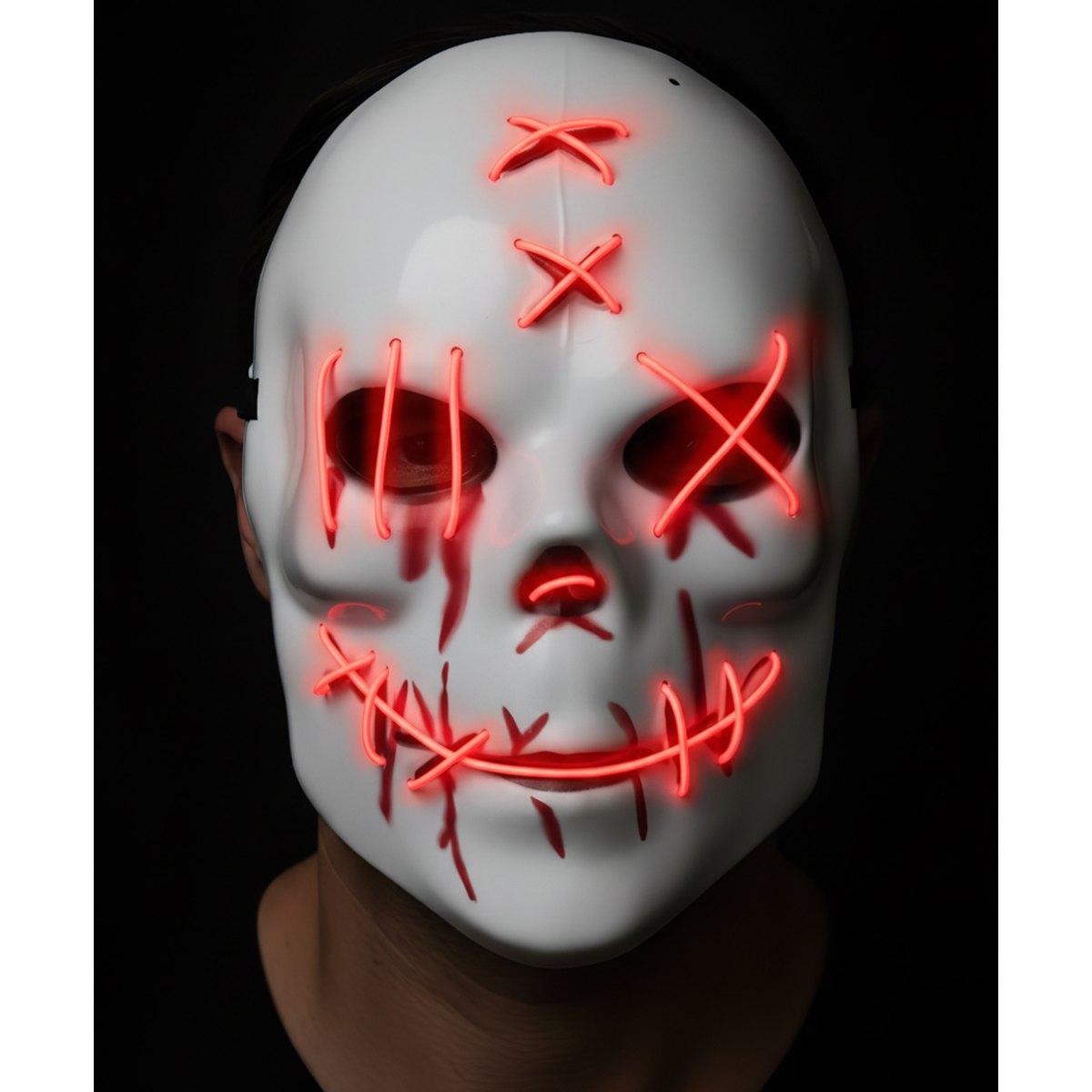 Maschera viso pvc horror bianca luce rossa