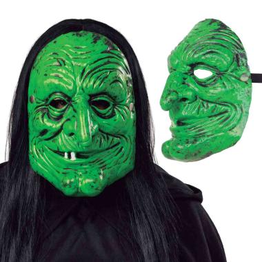 Maschera viso pvc strega verde