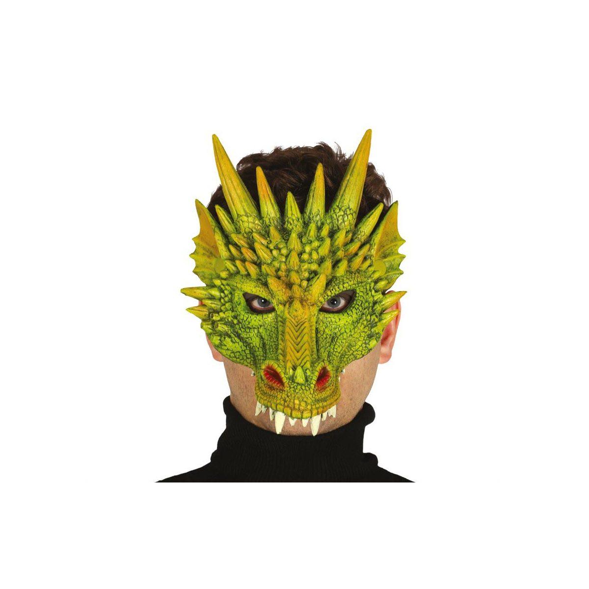 Maschera viso pvc drago verde mezzo viso