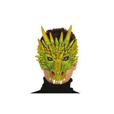 Maschera viso pvc drago verde mezzo viso