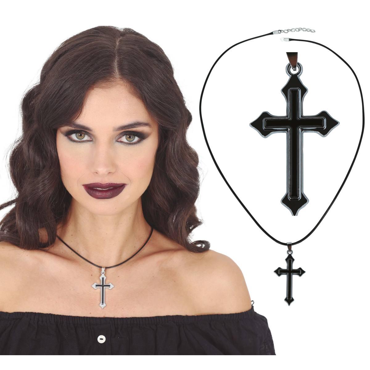 Collana croce nera metallo |_104