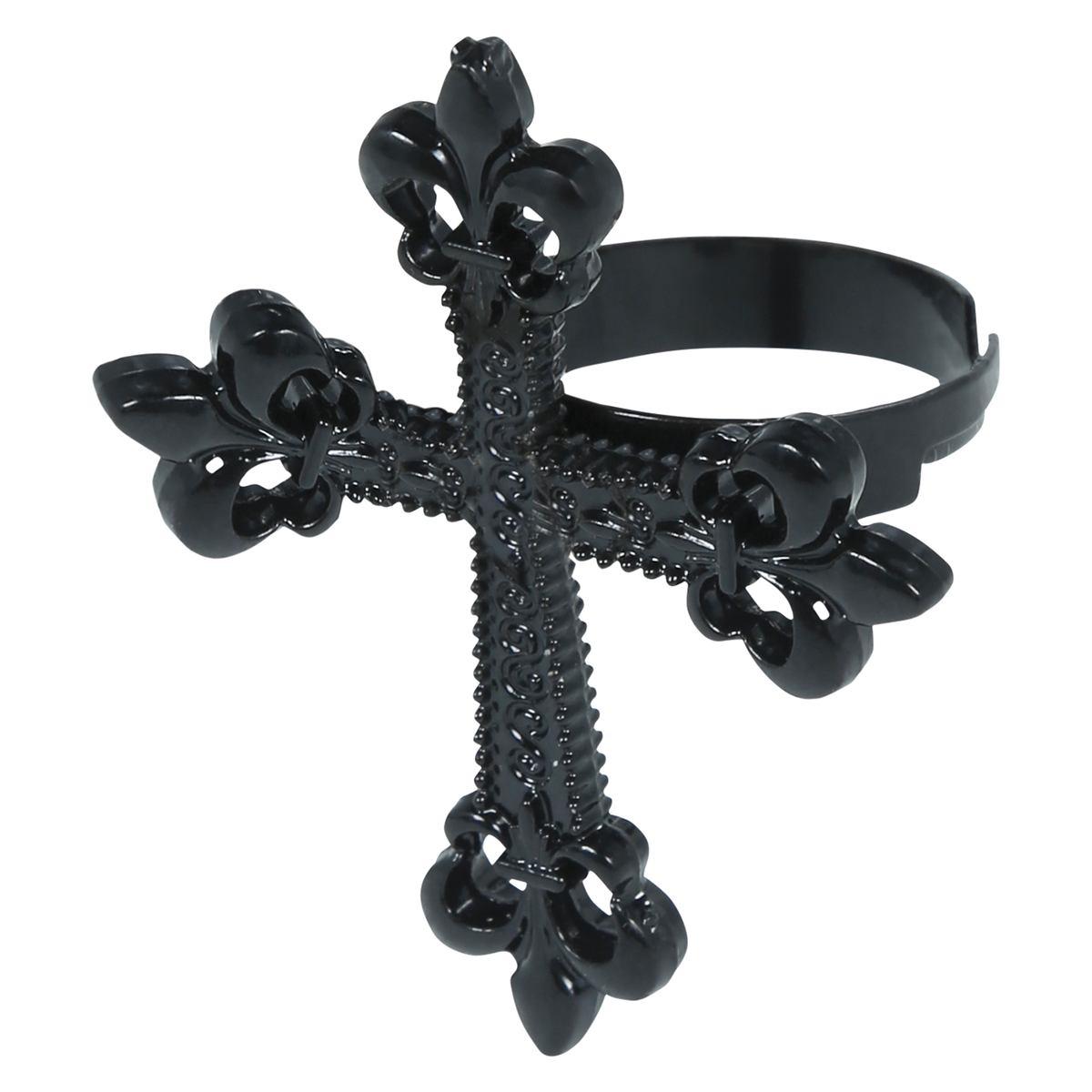 Anello croce gotica nera metallo