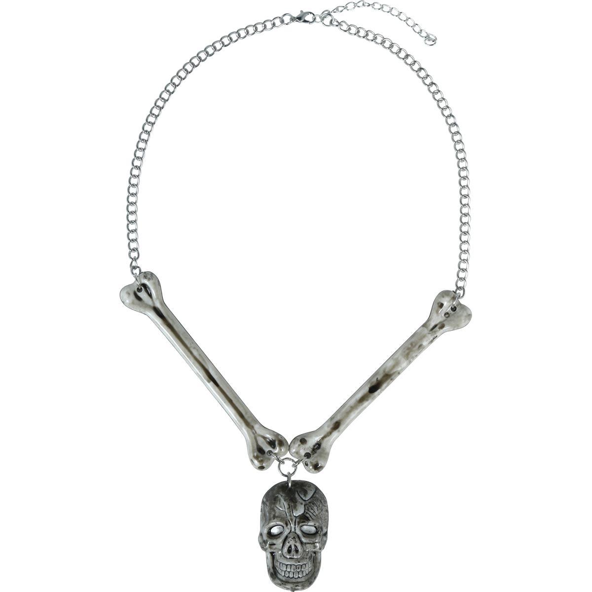 Collana teschio ossa metallo