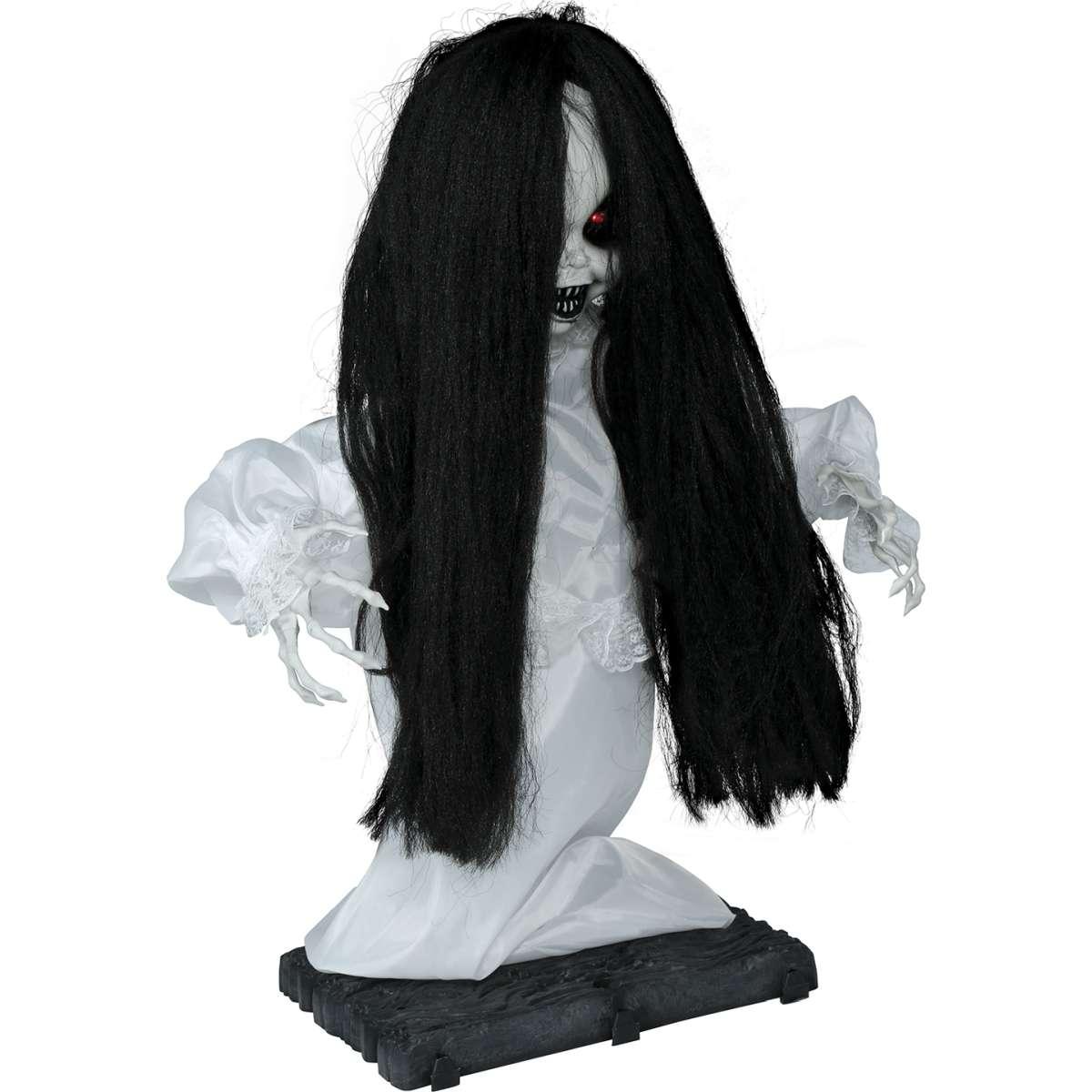 Bambola zombie posseduta luci suono movimento 55 cm