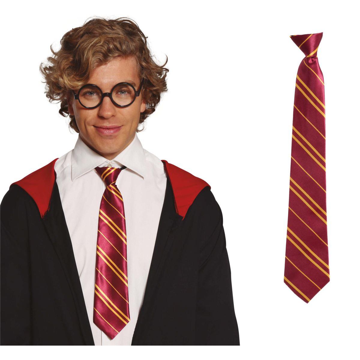 Cravatta mago studente rossa righe gialle