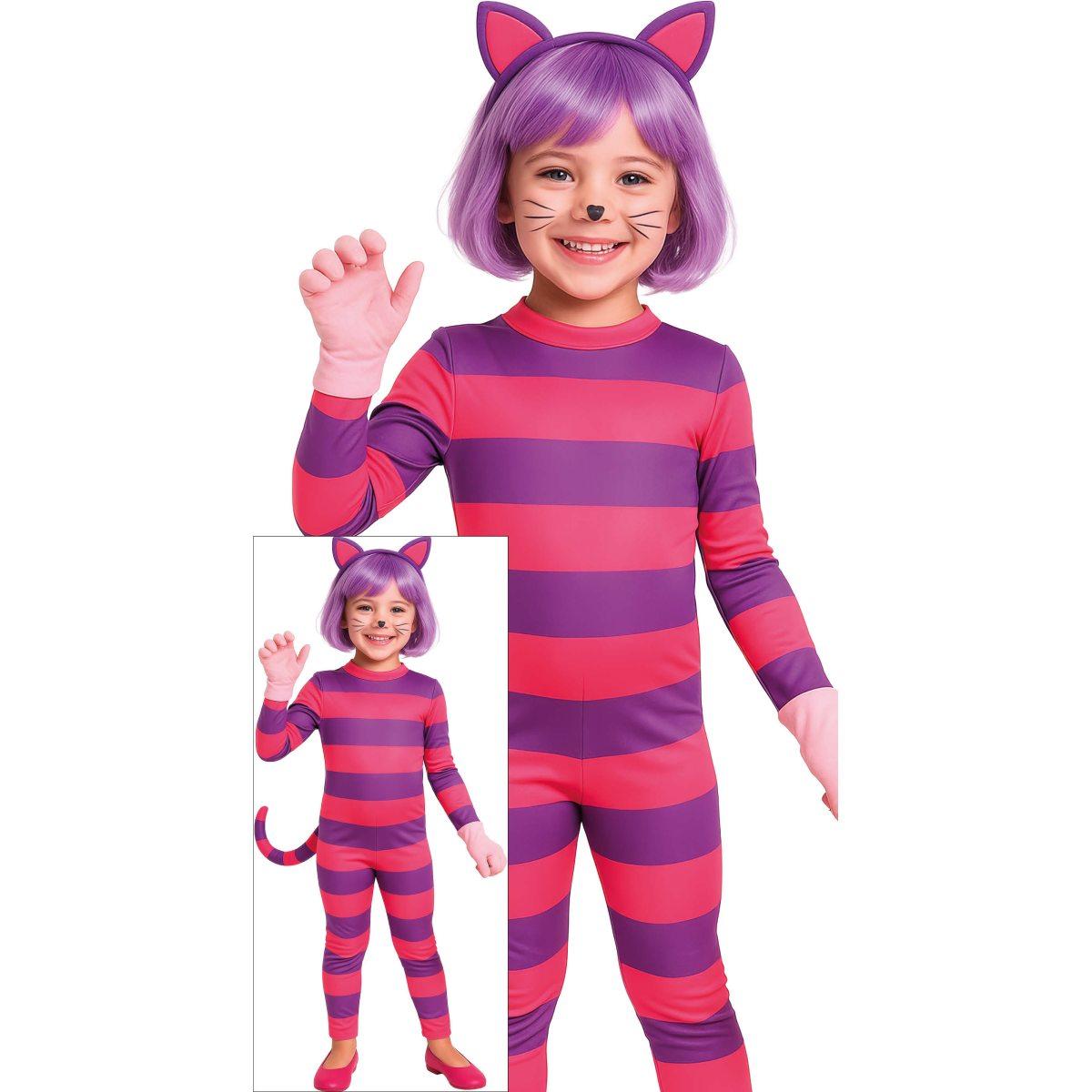 Costume gatto stregatto viola righe |Bambina