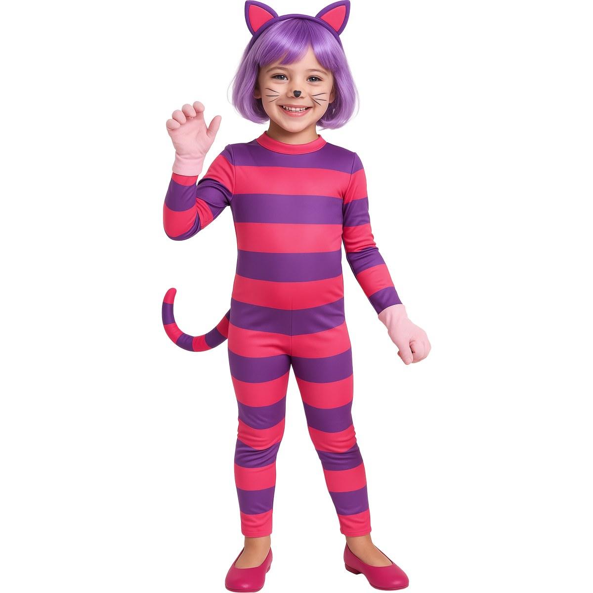 Costume gatto stregatto viola righe |Bambina