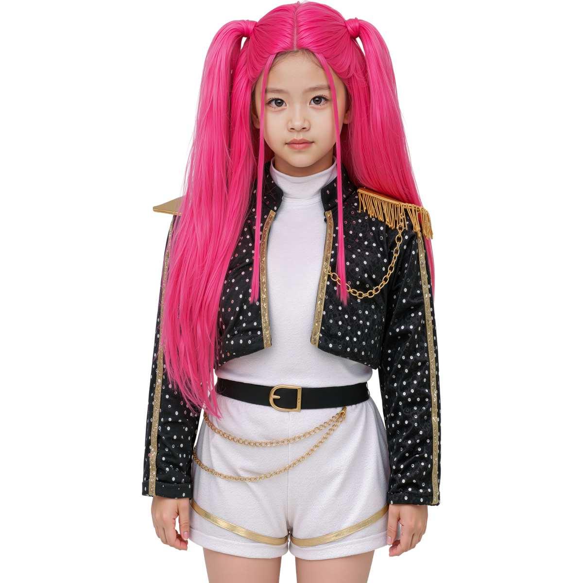 Parrucca rosa manga K pop lunga liscia codini |Baby