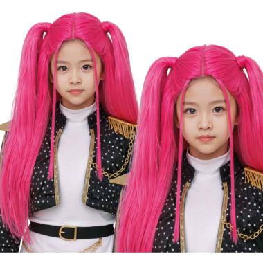 Parrucca rosa manga K pop lunga liscia codini |Baby