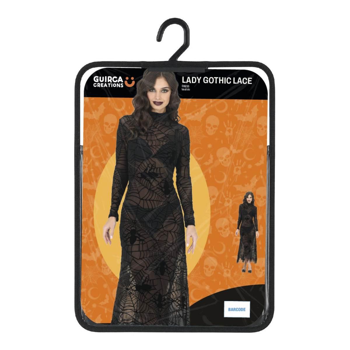 Costume strega gotica pizzo ragnatele donna