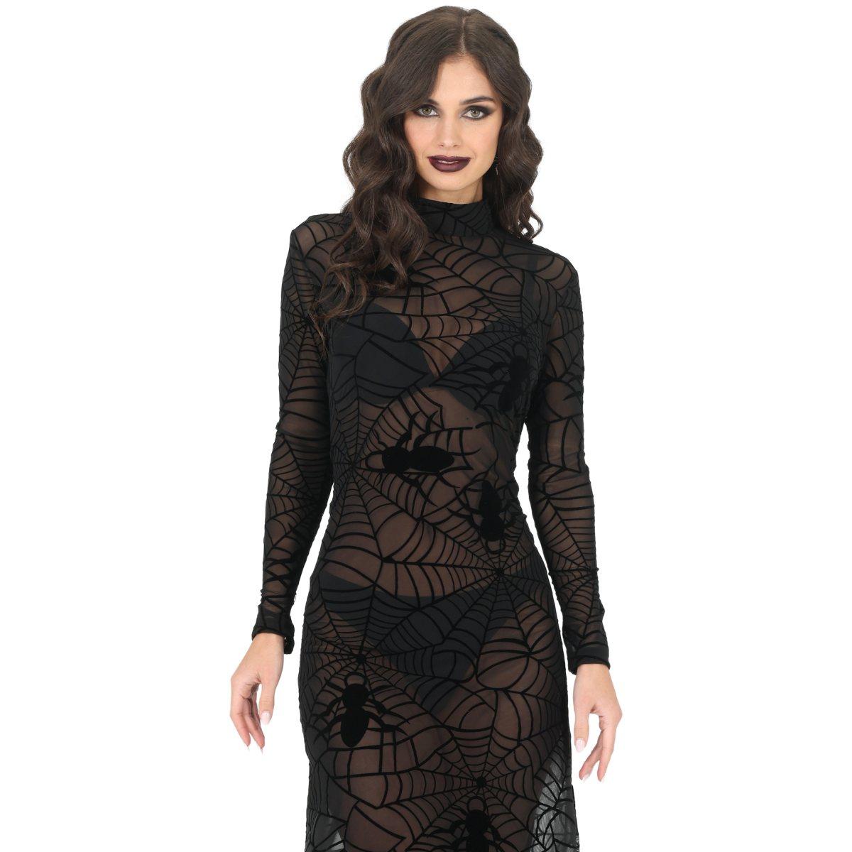 Costume strega gotica pizzo ragnatele donna