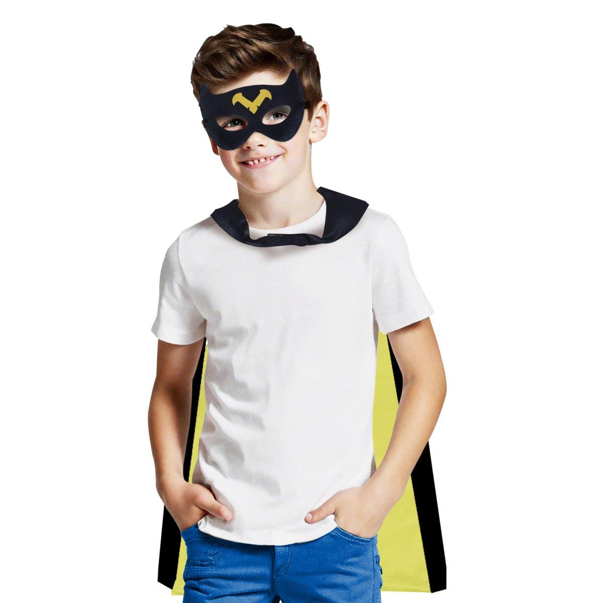Mantello super hero nero con mascherina Set