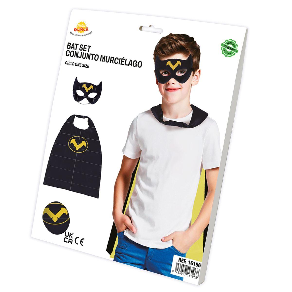 Mantello super hero nero con mascherina Set