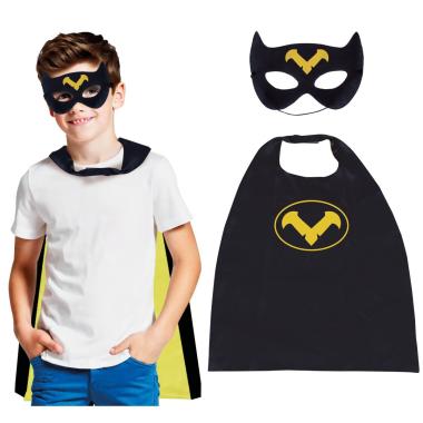 Mantello super hero nero con mascherina Set