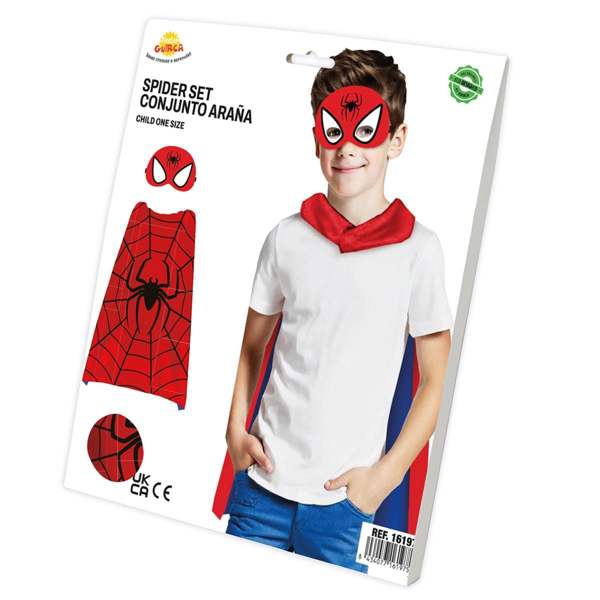 Mantello super hero ragno con mascherina Set