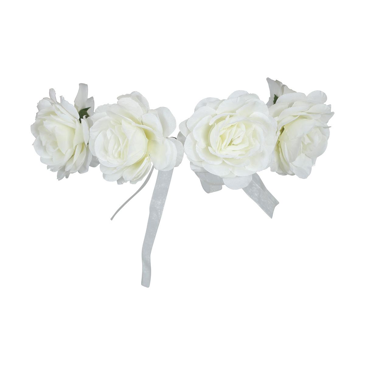 Corona fiori rose bianche