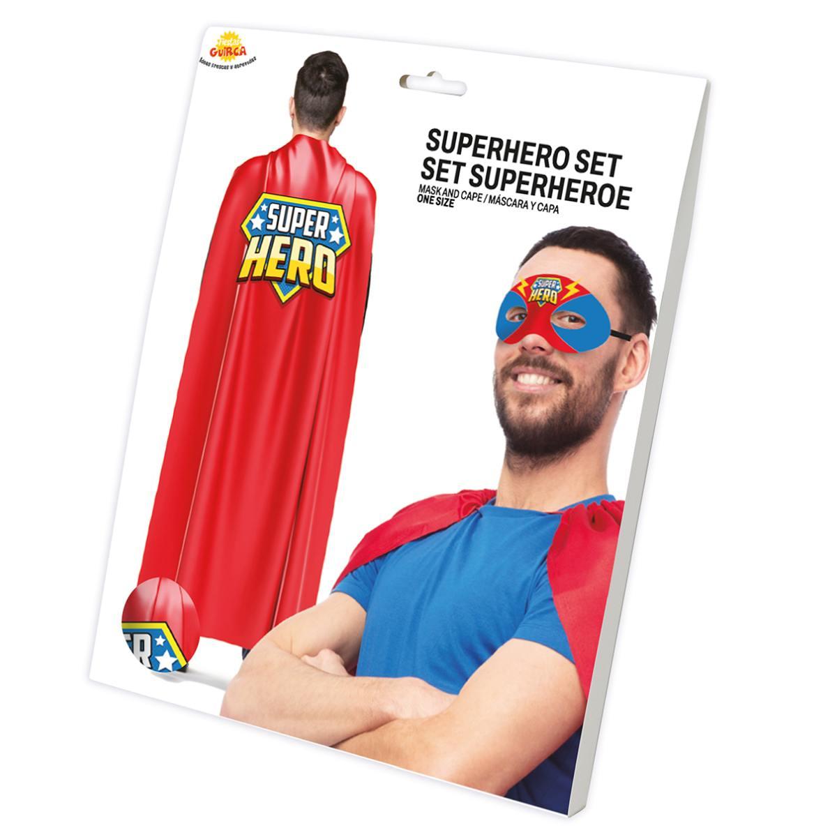 Mantello super hero rosso con mascherina Set