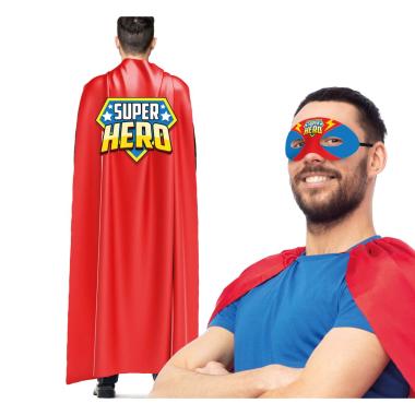 Mantello super hero rosso con mascherina Set