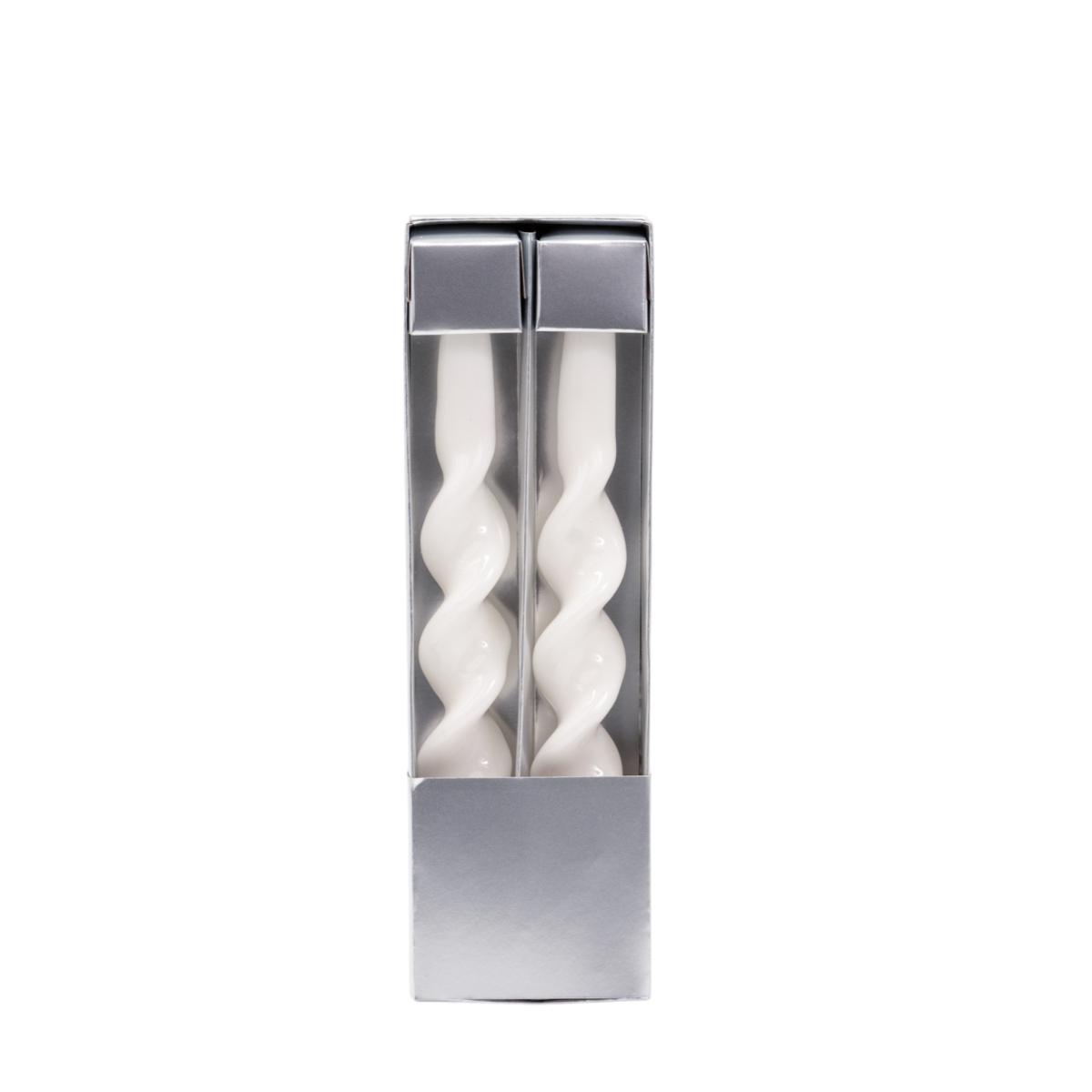 Candela 35 cm tortiglione bianca Set 2 pz