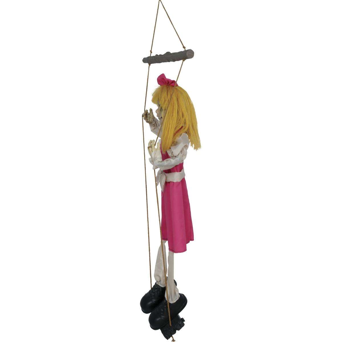 Bambola zombie su altalena luci suono movimento 105 cm