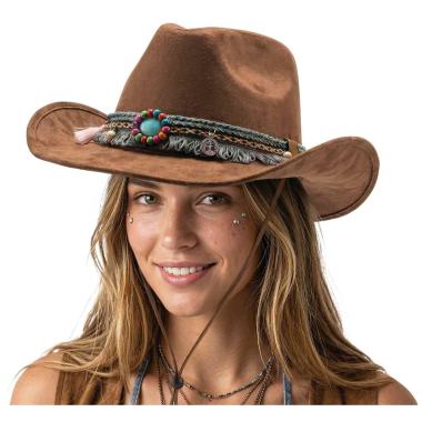 Cappello cowboy feltro con decori