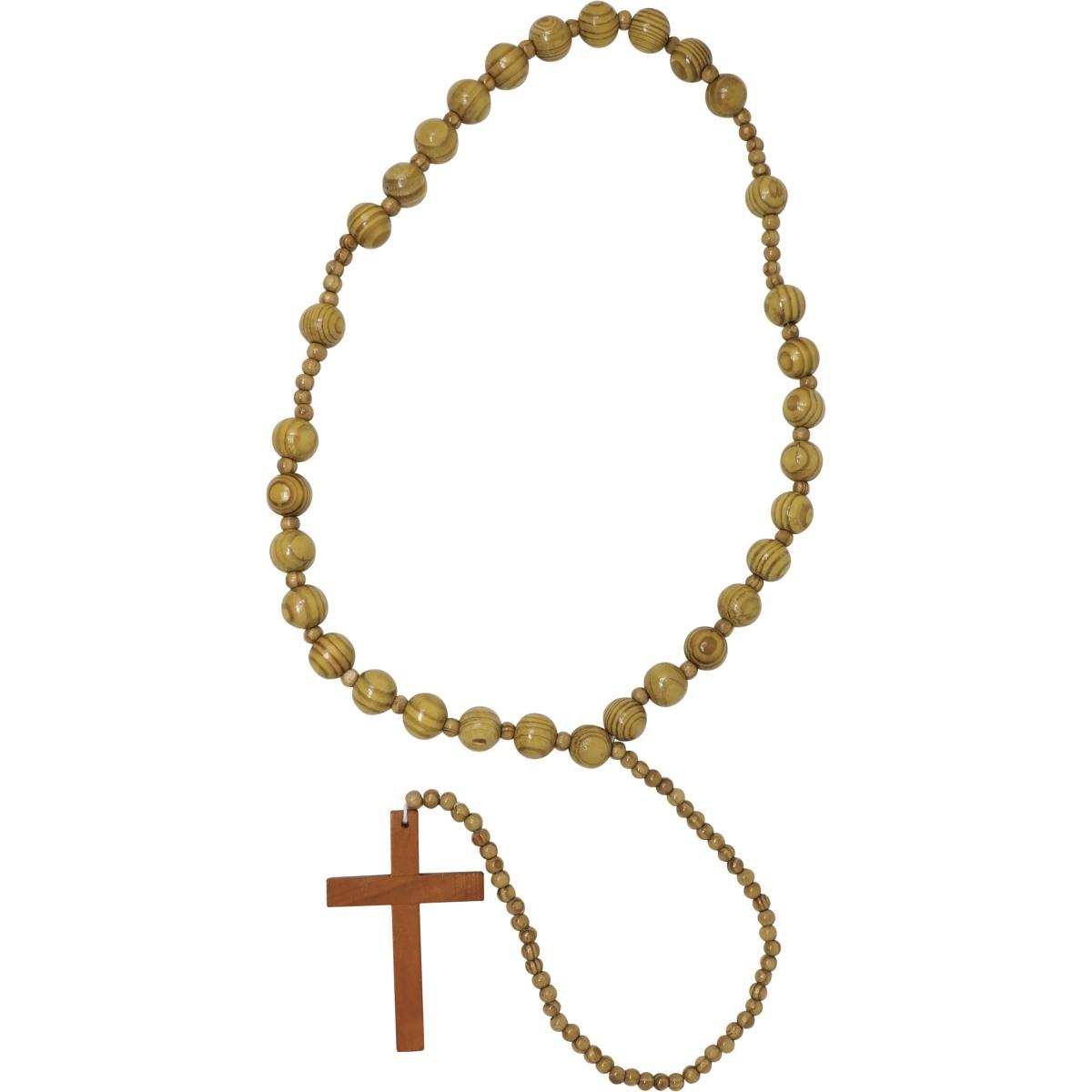 Collana rosario legno croce 90 cm