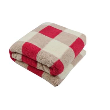 Coperta 200 x 250 cm plaid Natale sherpa quadri rossi
