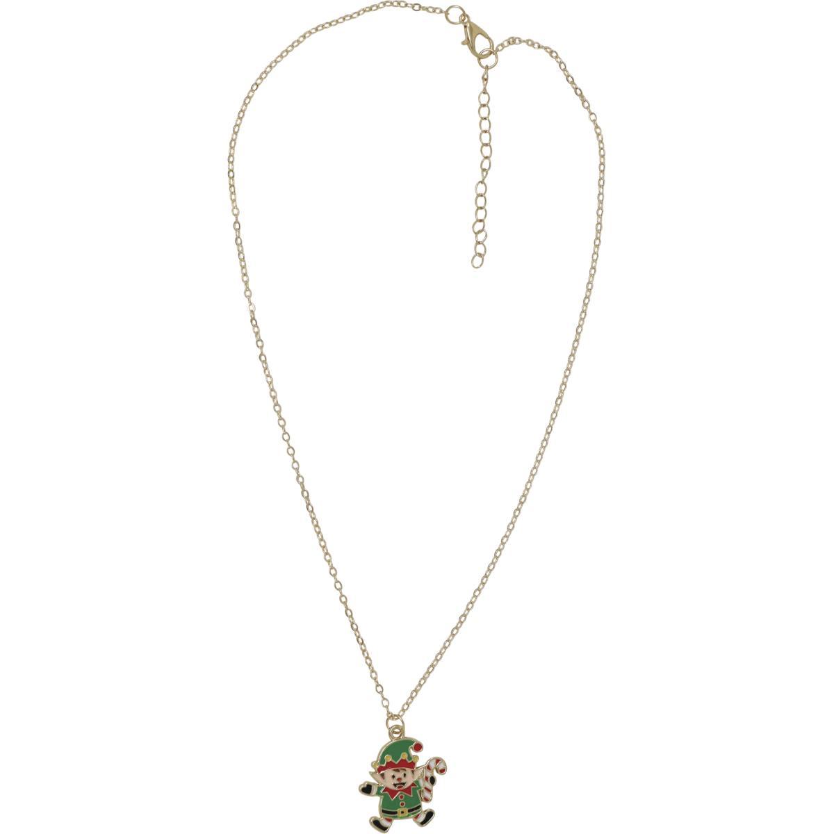 Collana e orecchini Natale con elfi in metallo