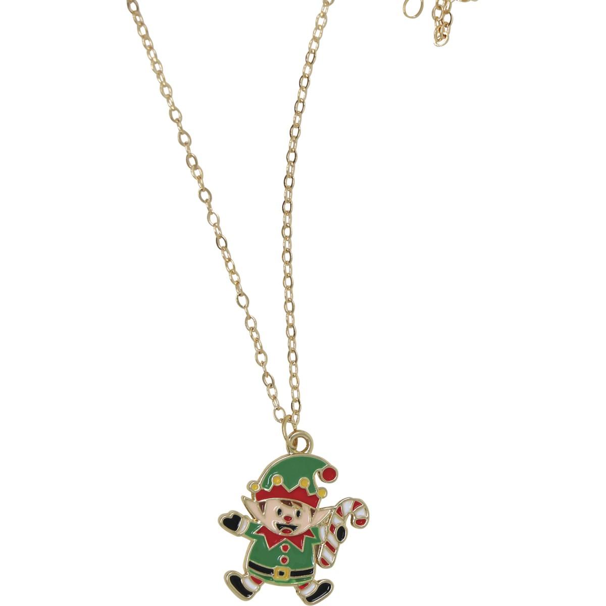Collana e orecchini Natale con elfi in metallo
