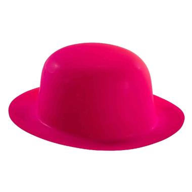 Cappello Bombetta PVC Rosa Fluo