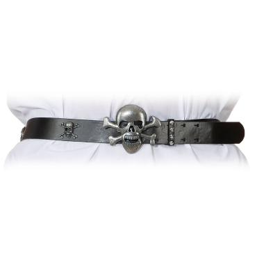 Cintura Nera Similpelle con Teschio cm.95