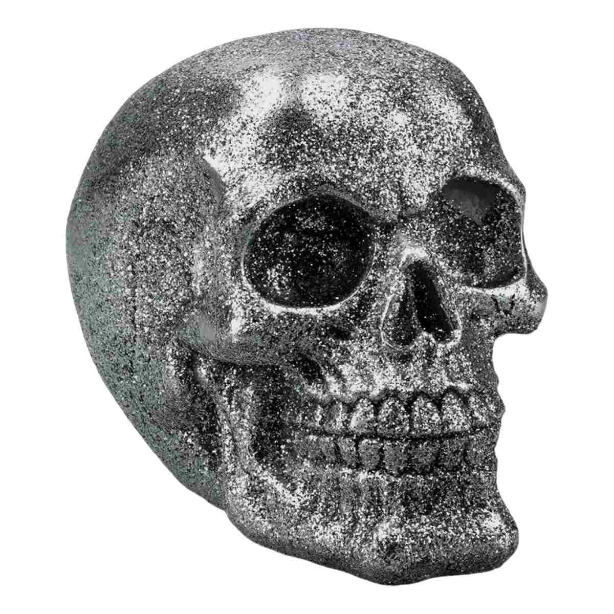 Teschio con Glitter Argento cm.10 |Carnival Toys