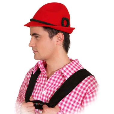 Cappello Bavarese Tirolese Feltro Rosso