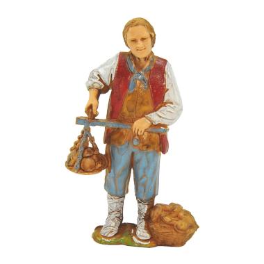 Statue - Venditore Funghi con Cesta e Bilancia cm.8 | Moranduzzo
