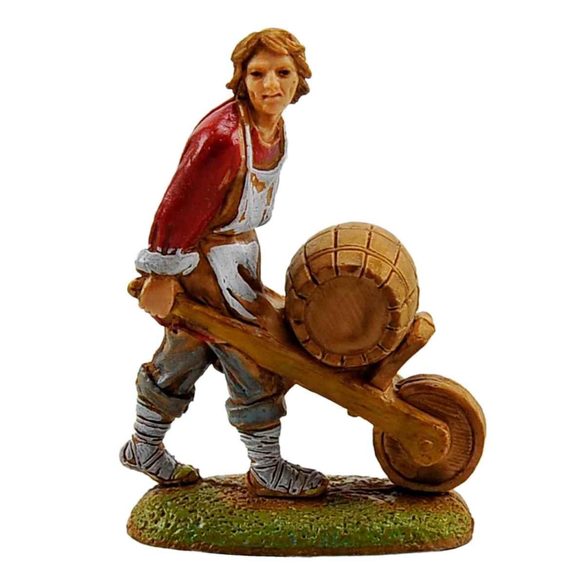 Statua cm.6 Uomo con Botte e Cariola | Moranduzzo