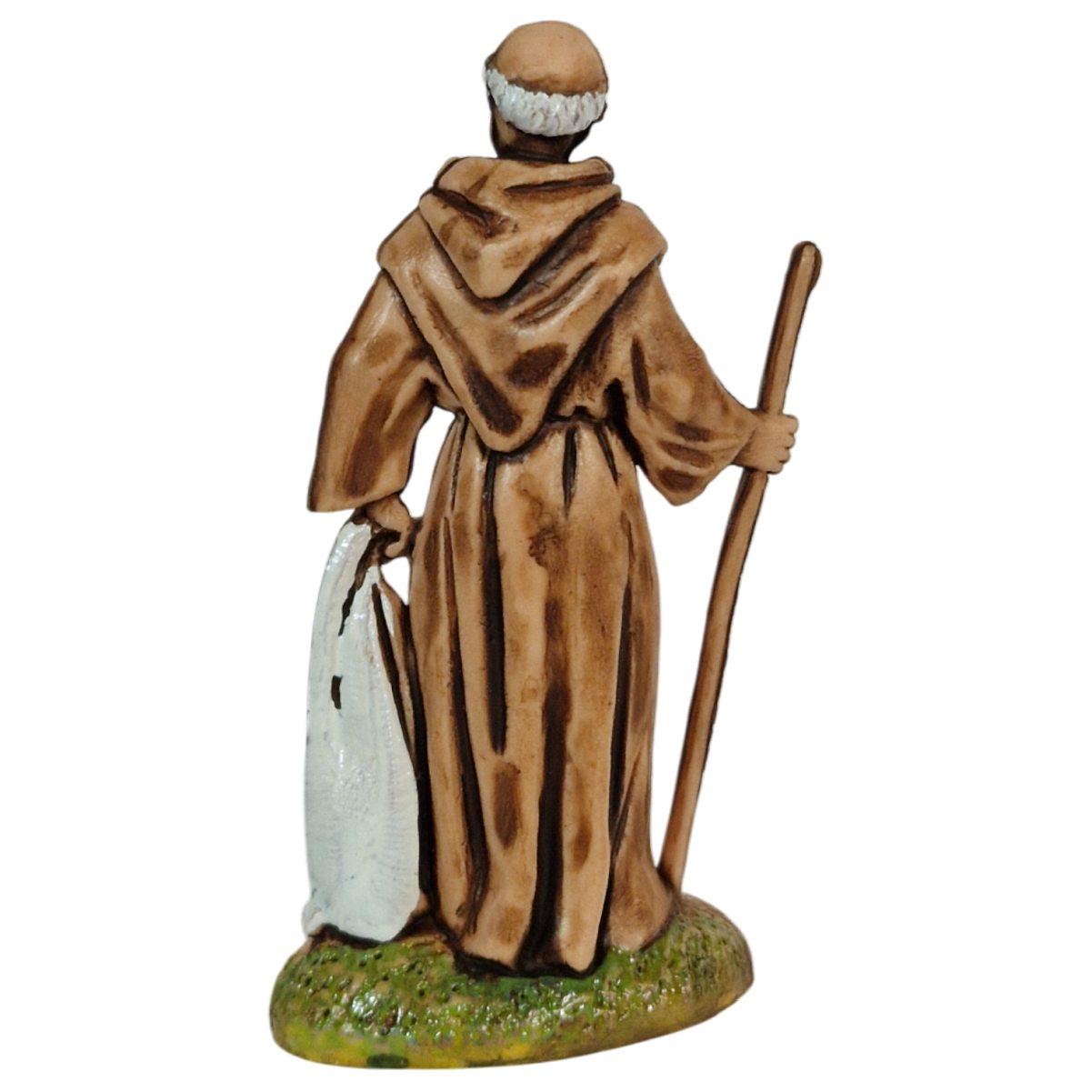 Statua presepe 6 cm monaco con bastone e sacco