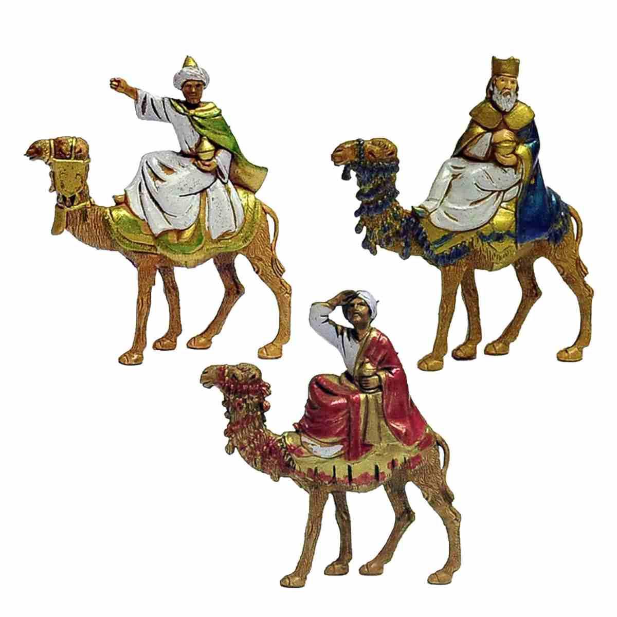 Statua presepe 6 cm re magi con cammelli